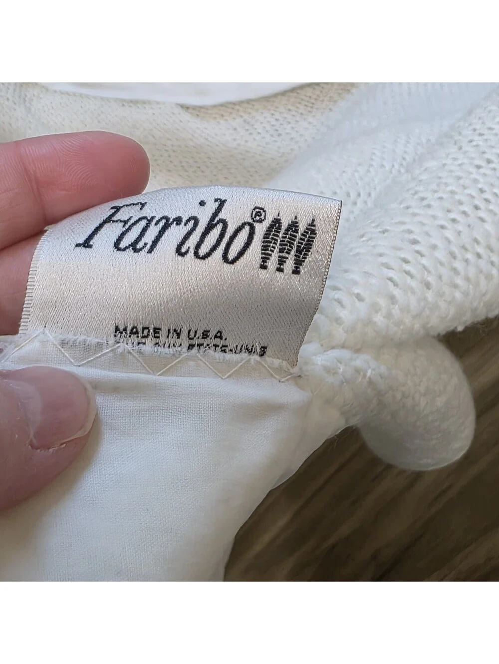 Pair Waffle Weave Blankets Full Queen Satin Trim Cream White Faribo Benton VTG